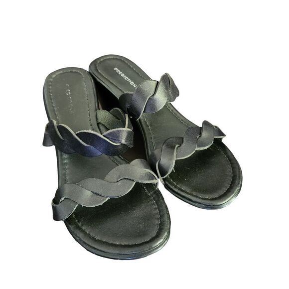 Predictions Strappy Wedge Slip-on Open Toe Leather Upper Sandle Size 7.5 - Picture 1 of 13
